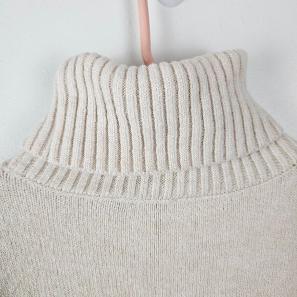 BTBFM Women's Asymmetrical Turtleneck Sweater Size Small Beige Cozy Warm Winter - Picture 11 of 14